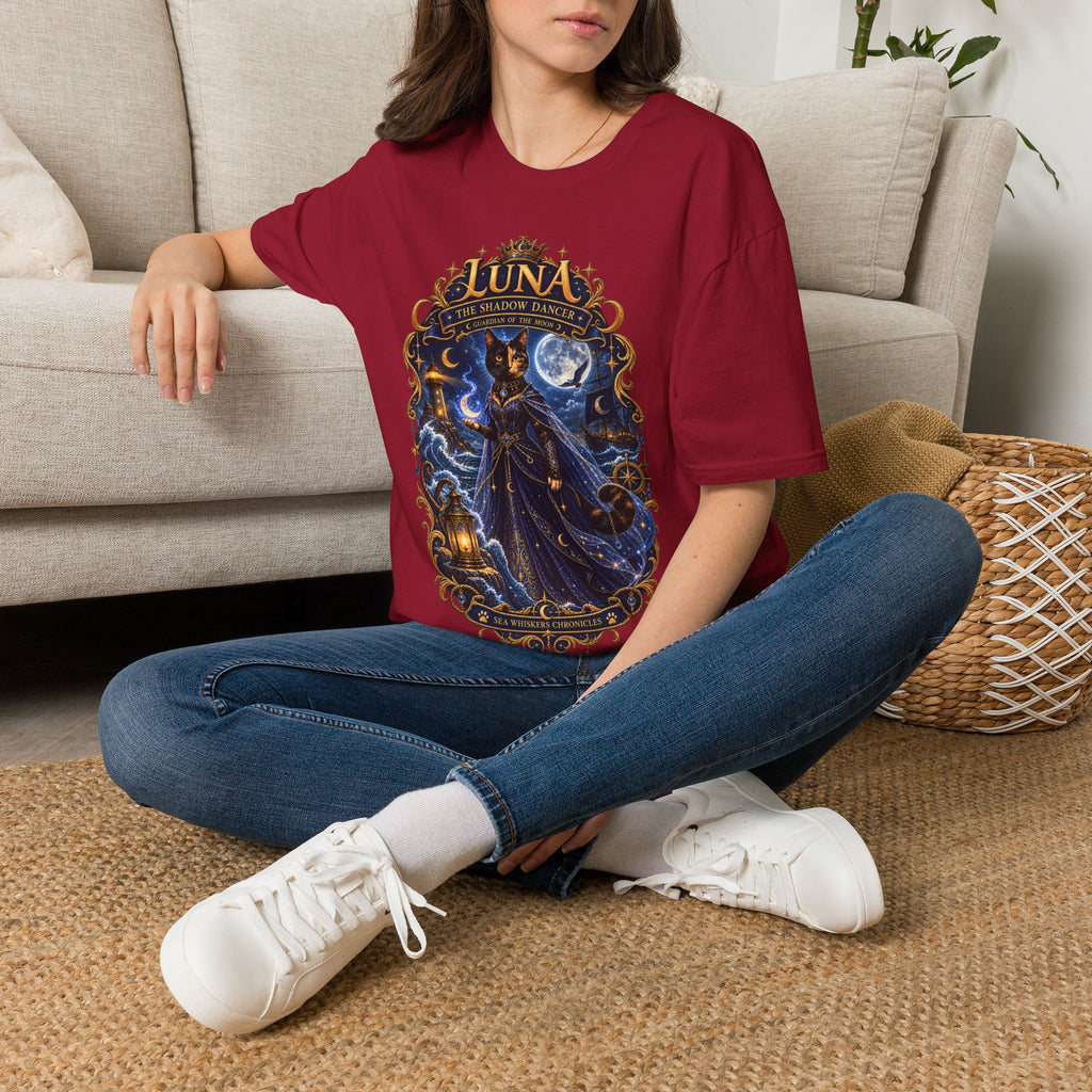 Luna 'The Shadow Dancer' Graphic T-Shirt — Mystical Moon Cat Tee