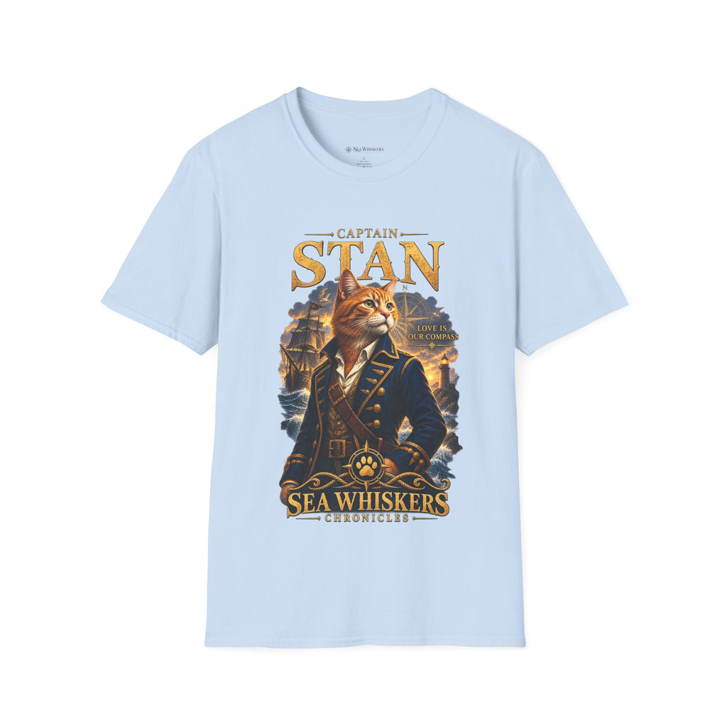 Captain Stan Cat T-Shirt — Vintage Nautical 'Sea Whisker' Graphic Tee