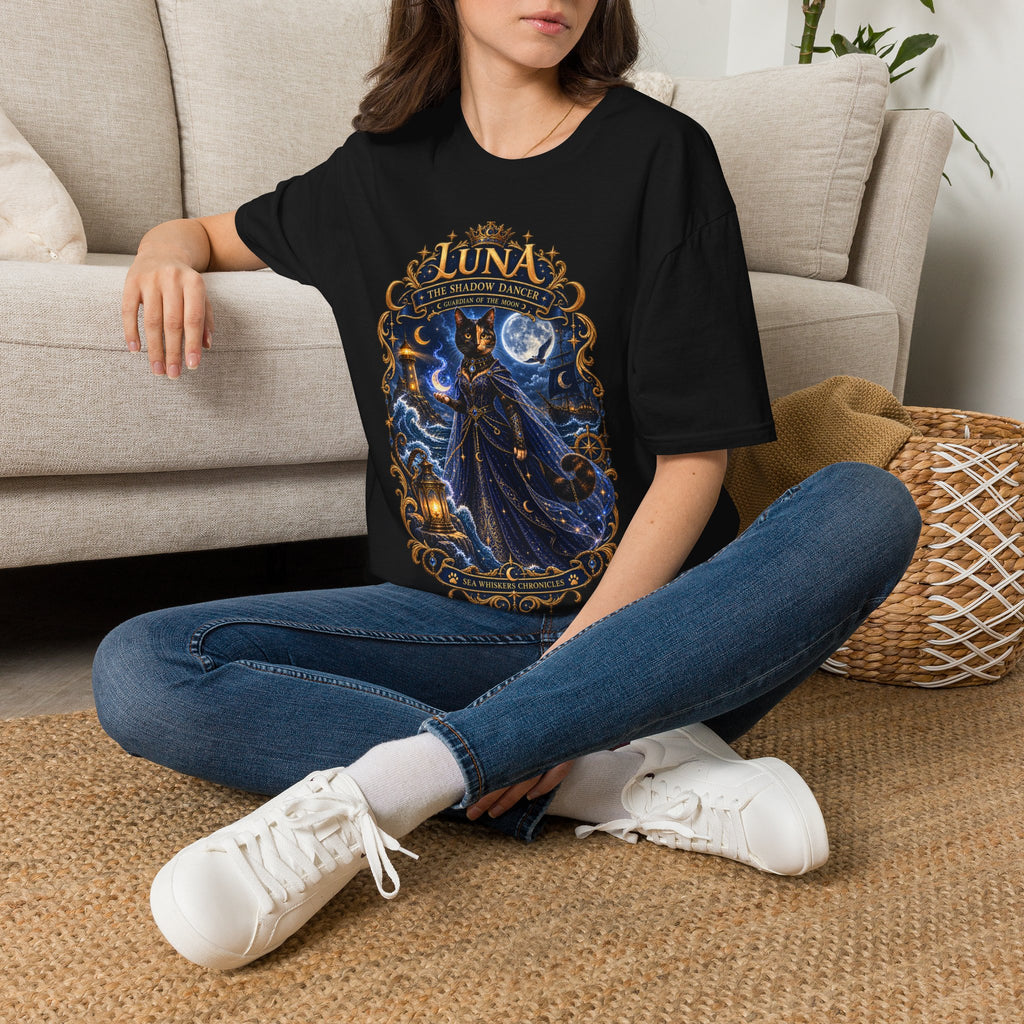 Luna 'The Shadow Dancer' Graphic T-Shirt — Mystical Moon Cat Tee