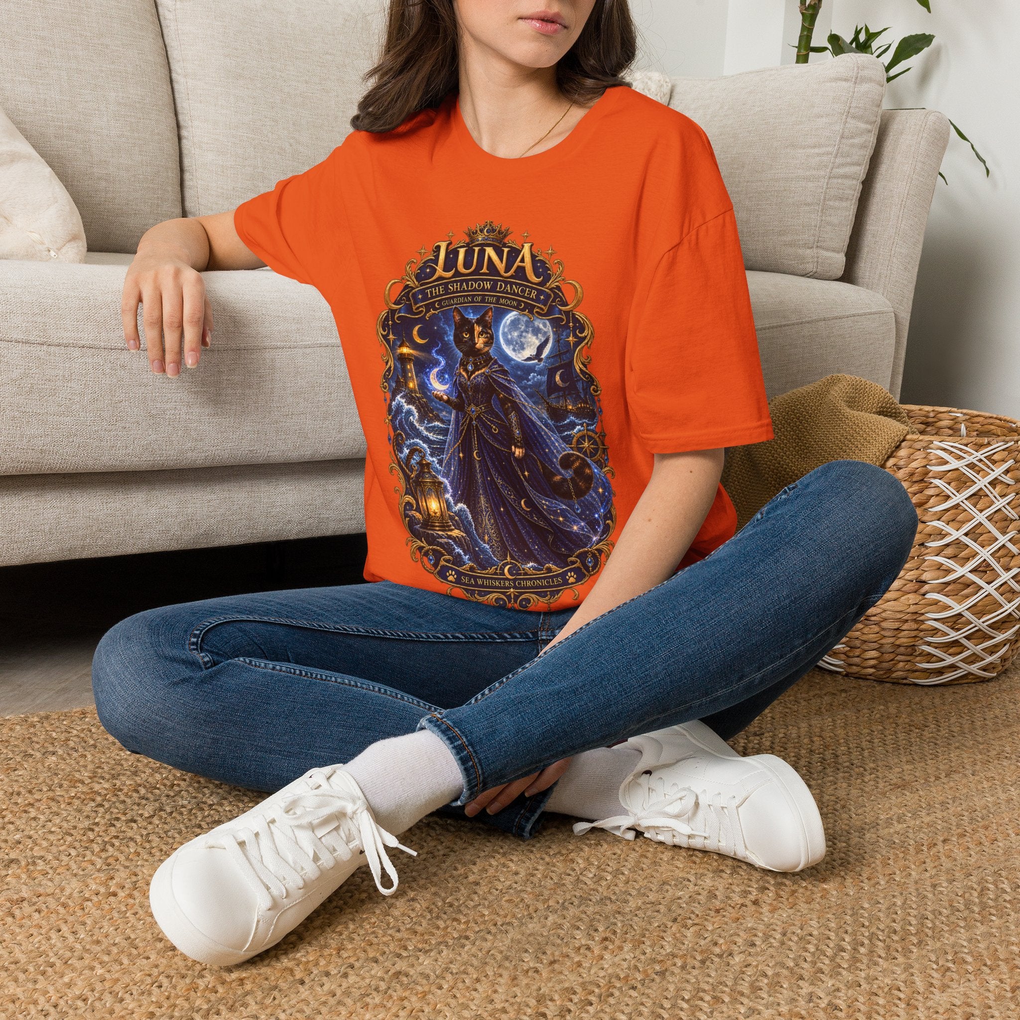 Luna 'The Shadow Dancer' Graphic T-Shirt — Mystical Moon Cat Tee