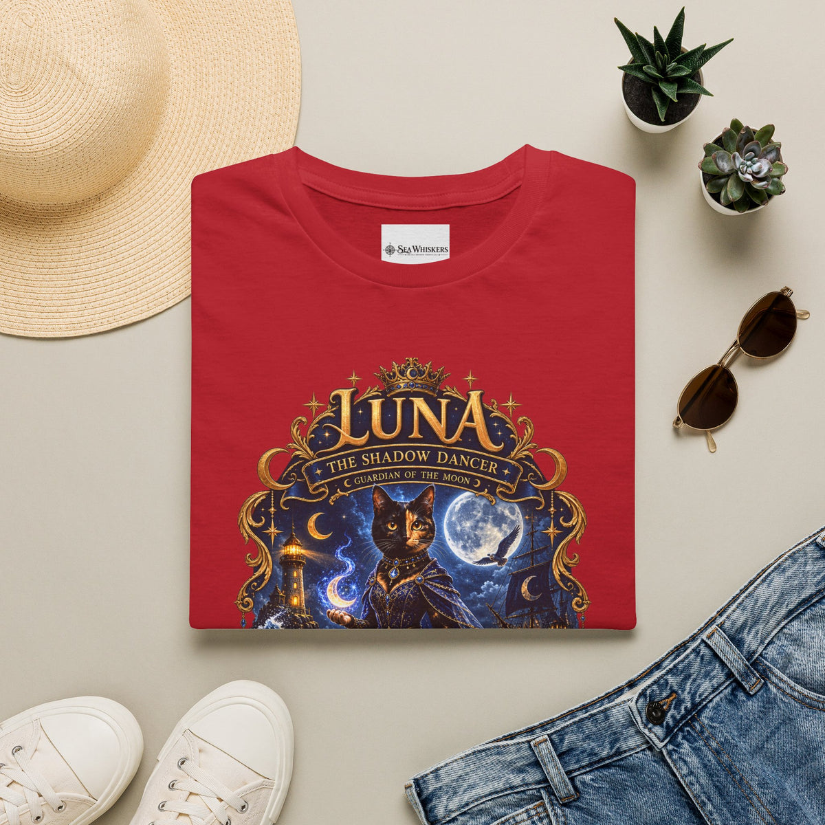 Luna 'The Shadow Dancer' Graphic T-Shirt — Mystical Moon Cat Tee