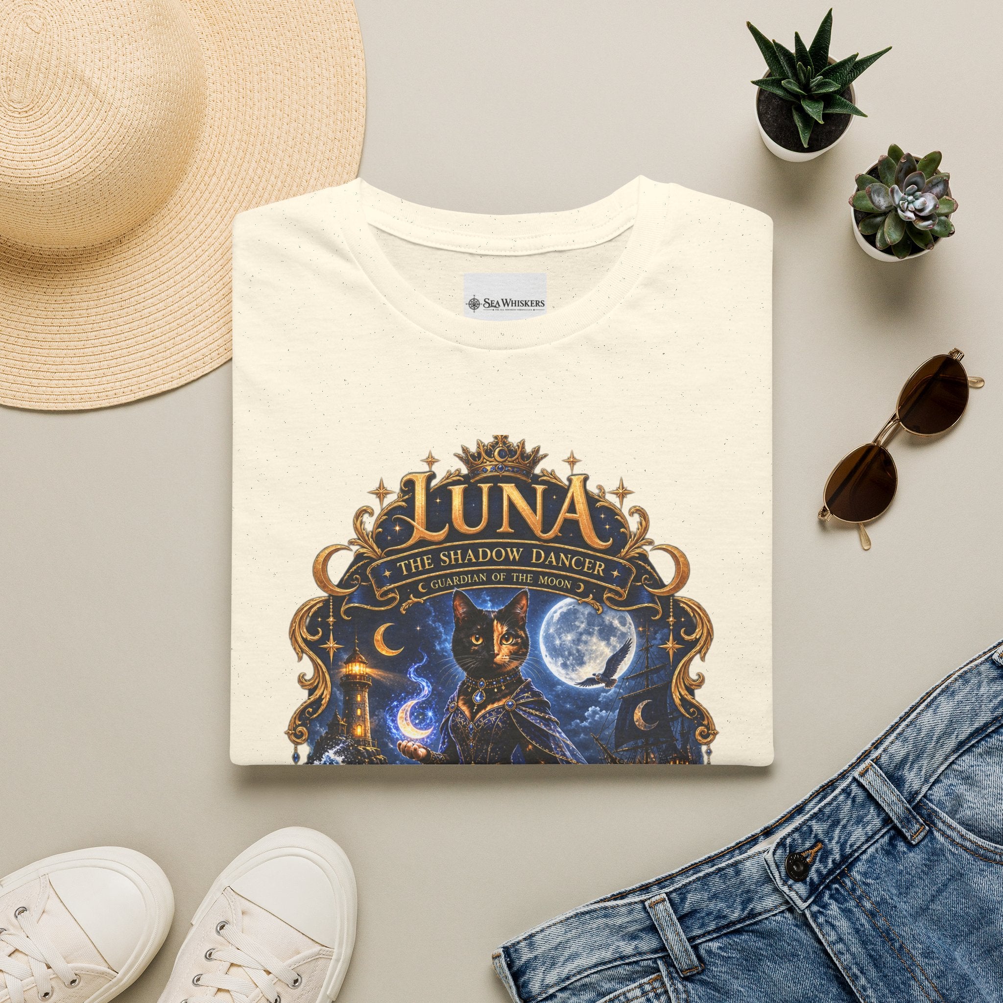 Luna 'The Shadow Dancer' Graphic T-Shirt — Mystical Moon Cat Tee