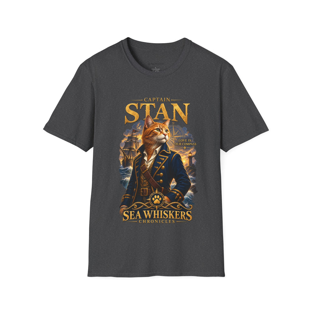Captain Stan Cat T-Shirt — Vintage Nautical 'Sea Whisker' Graphic Tee