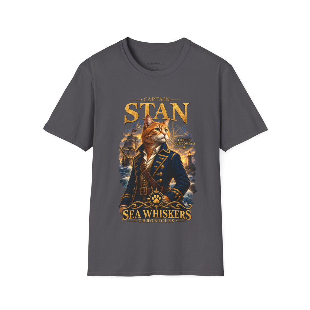 Captain Stan Cat T-Shirt — Vintage Nautical 'Sea Whisker' Graphic Tee
