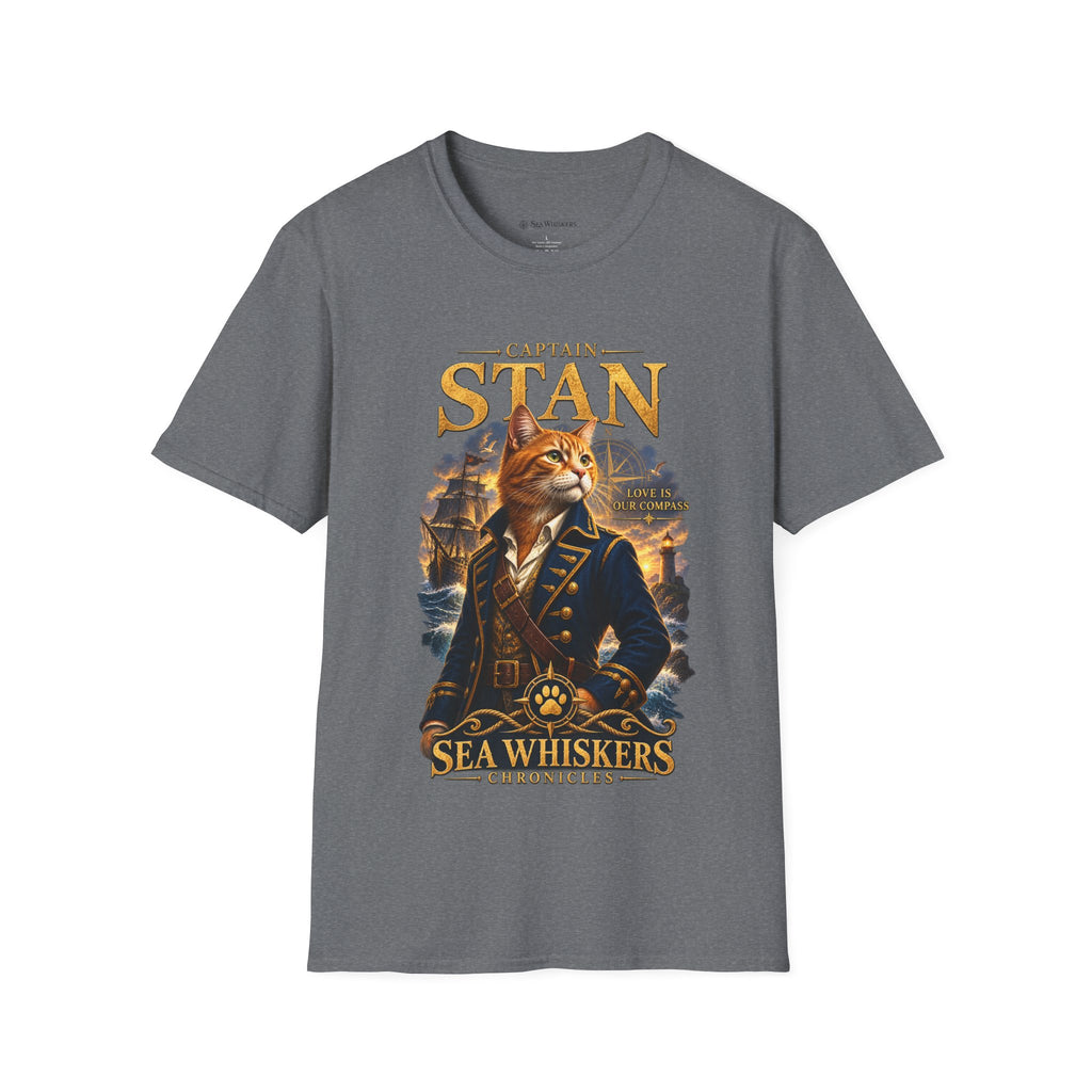 Captain Stan Cat T-Shirt — Vintage Nautical 'Sea Whisker' Graphic Tee