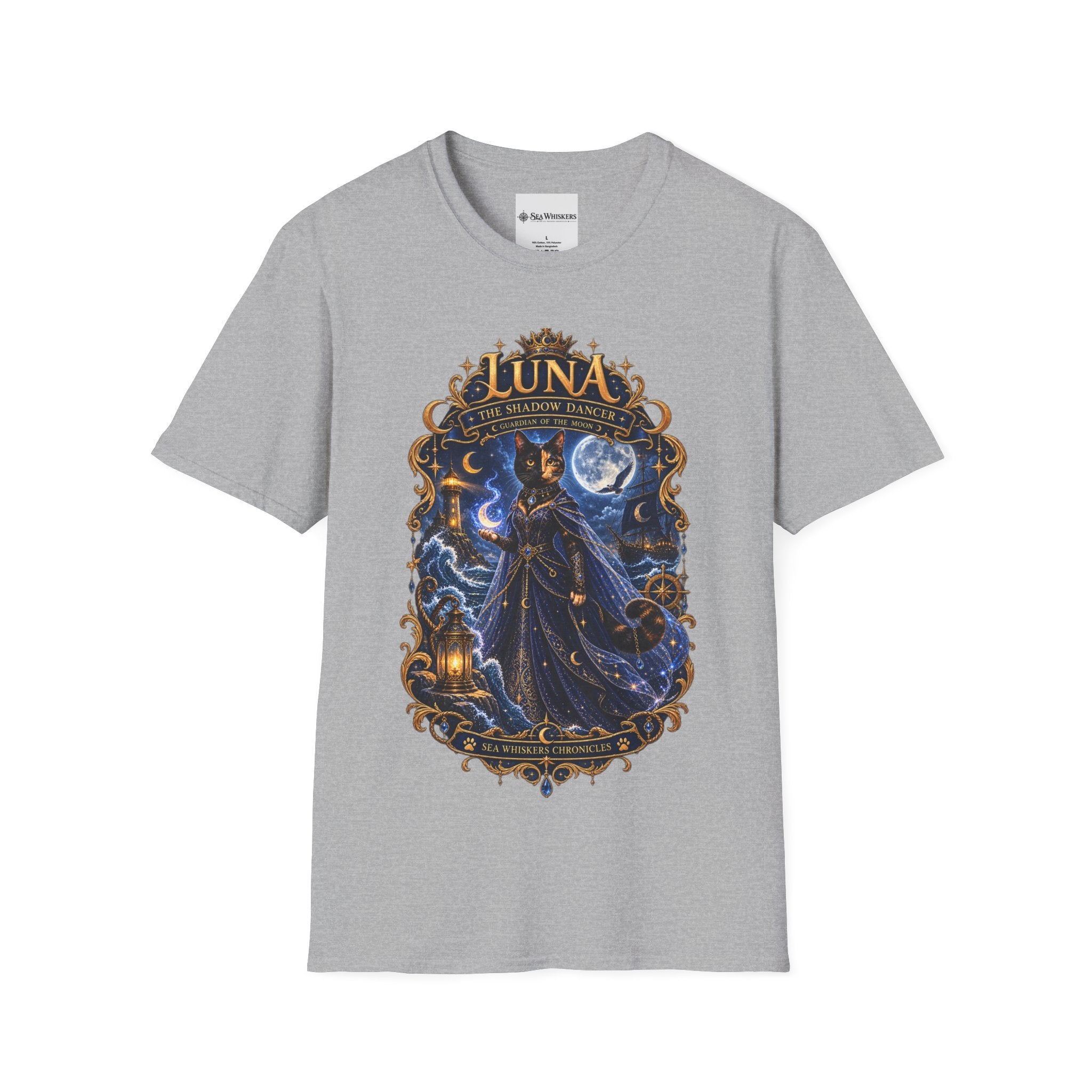 Luna 'The Shadow Dancer' Graphic T-Shirt — Mystical Moon Cat Tee