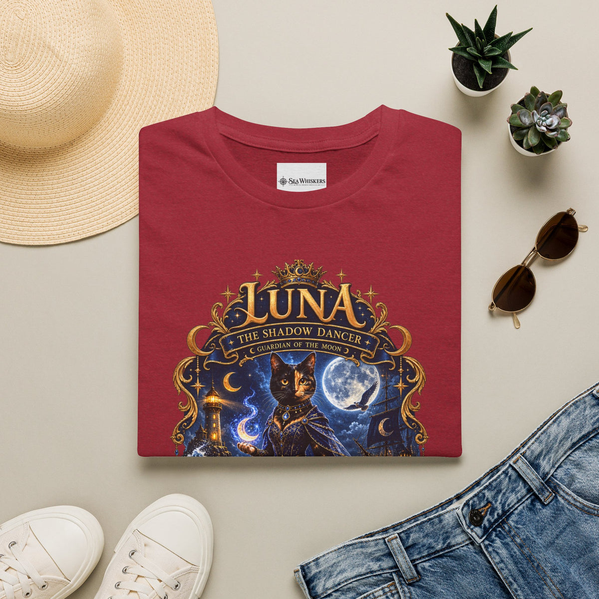 Luna 'The Shadow Dancer' Graphic T-Shirt — Mystical Moon Cat Tee