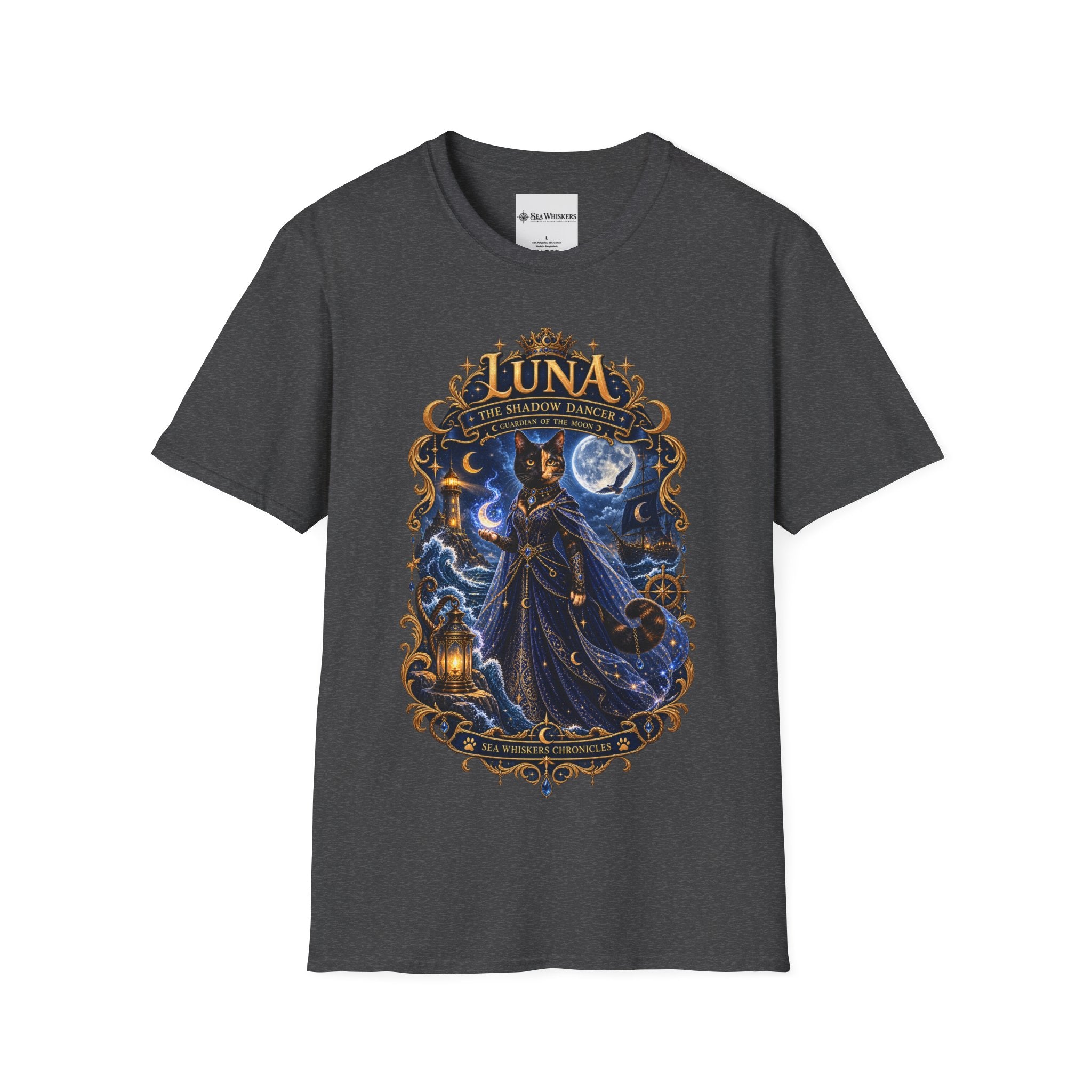 Luna 'The Shadow Dancer' Graphic T-Shirt — Mystical Moon Cat Tee