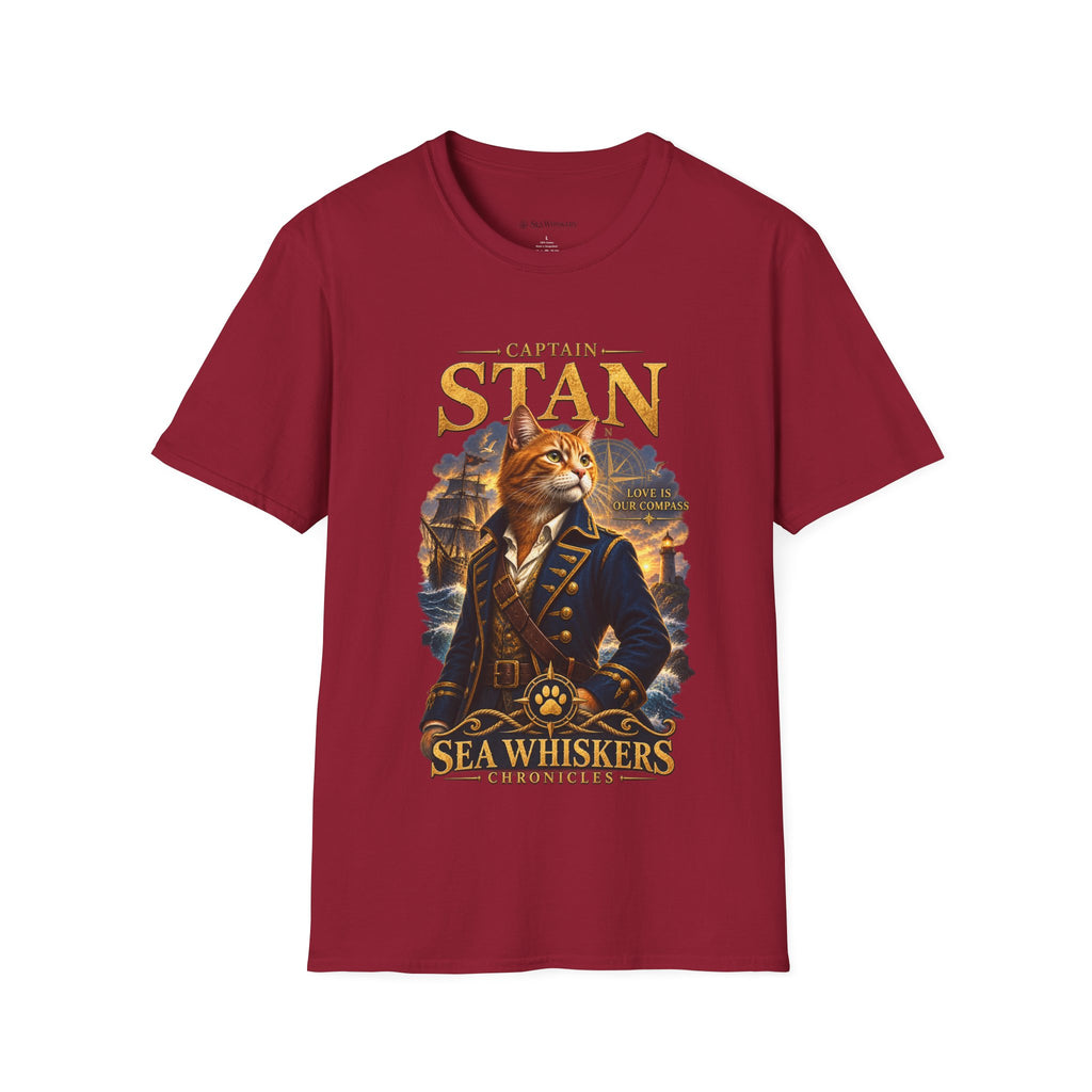 Captain Stan Cat T-Shirt — Vintage Nautical 'Sea Whisker' Graphic Tee