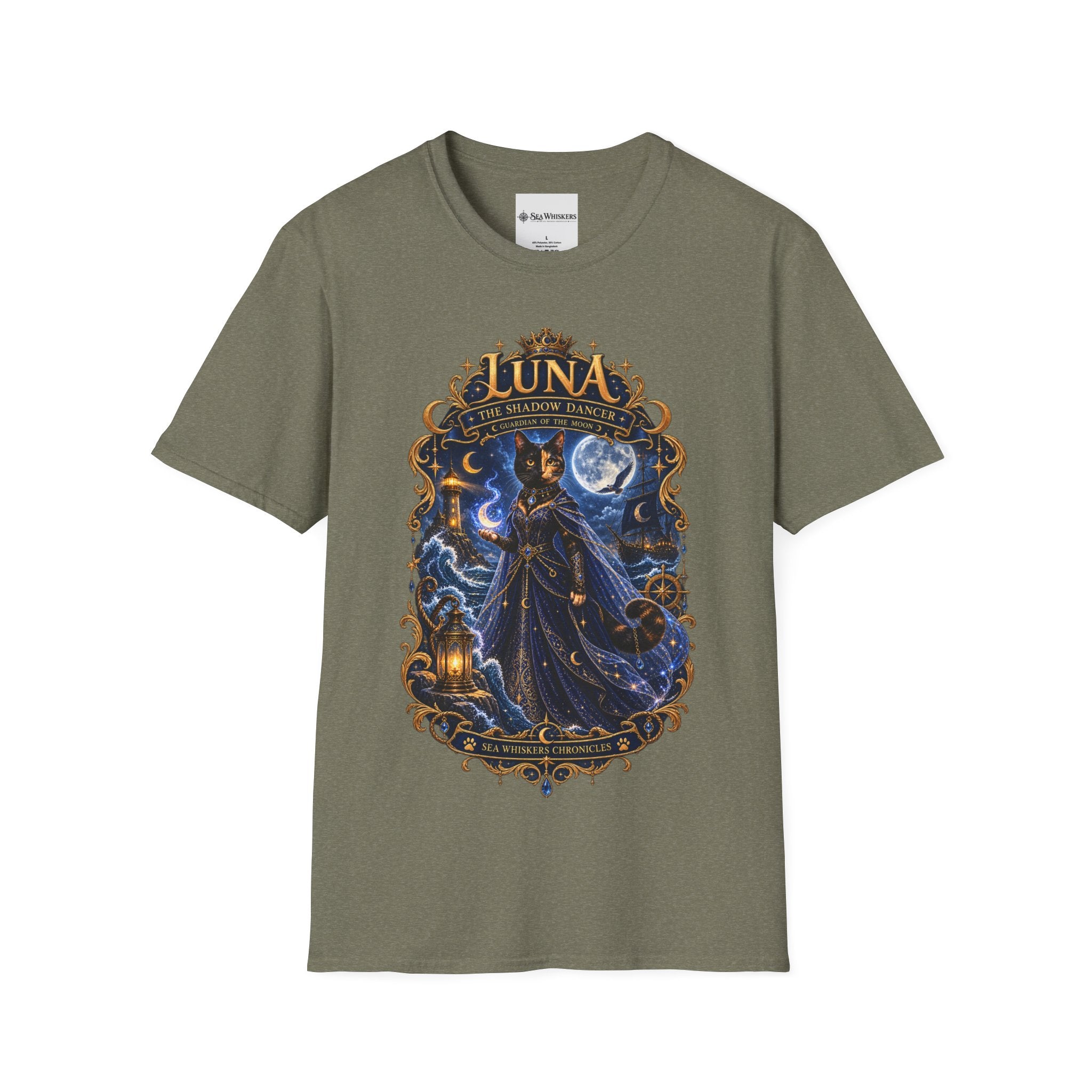 Luna 'The Shadow Dancer' Graphic T-Shirt — Mystical Moon Cat Tee