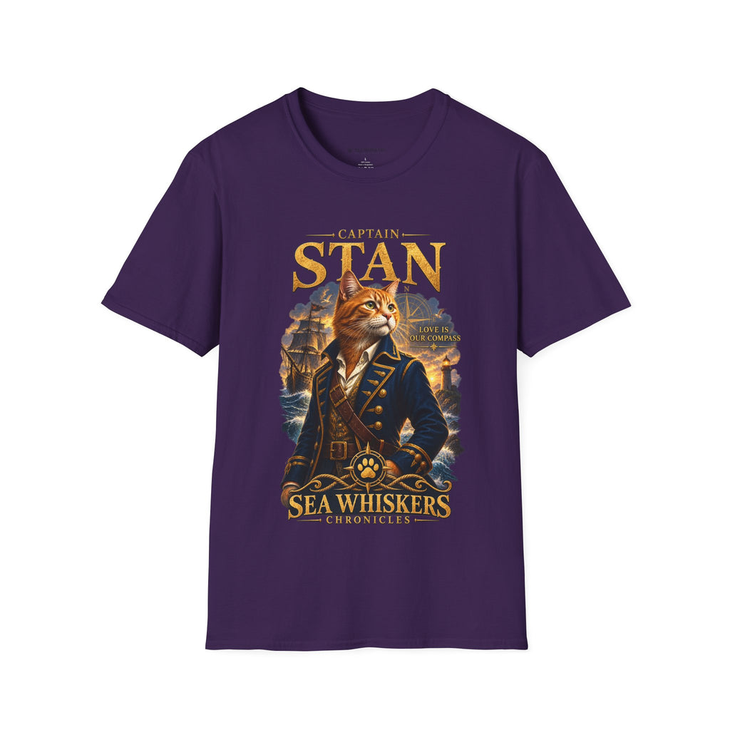 Captain Stan Cat T-Shirt — Vintage Nautical 'Sea Whisker' Graphic Tee