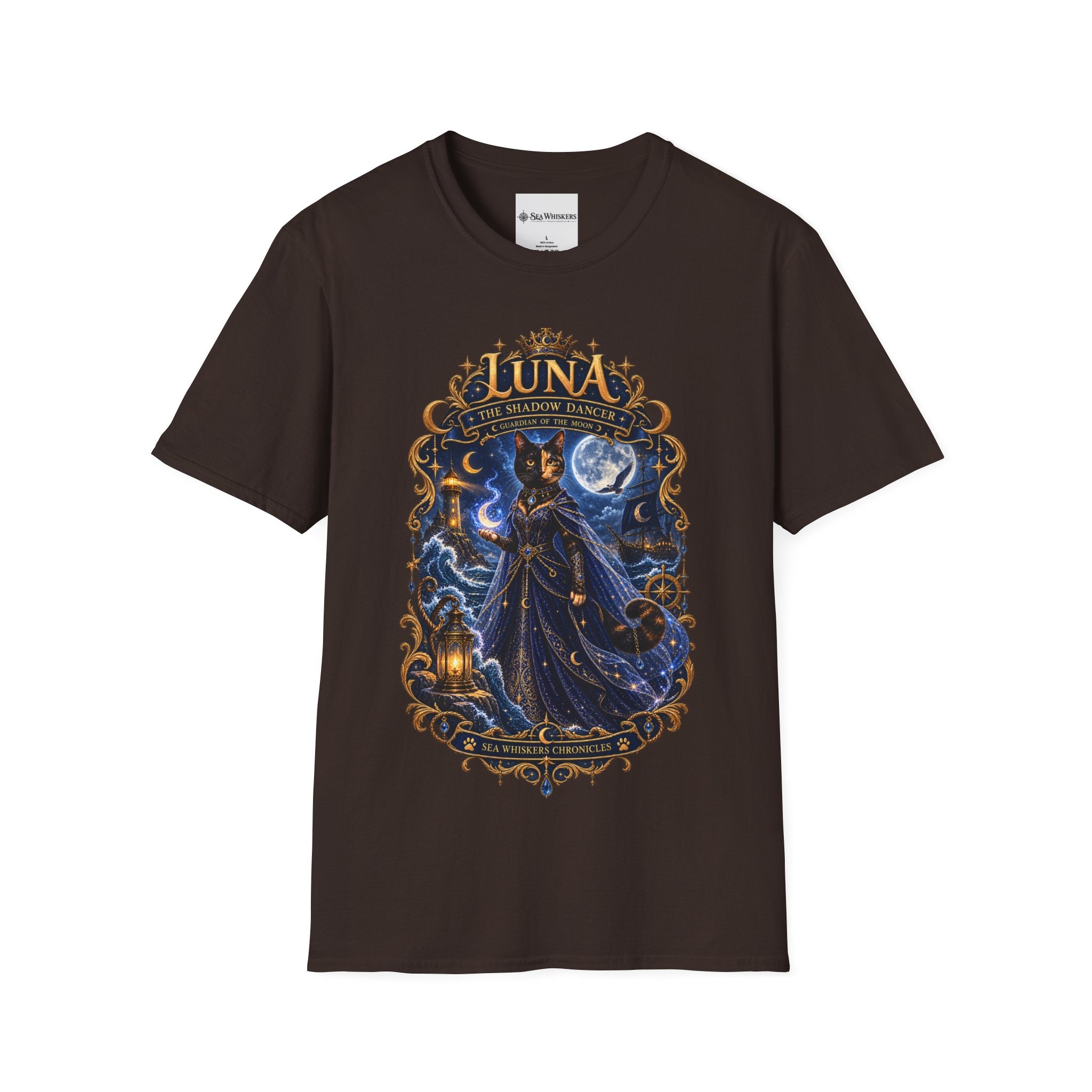 Luna 'The Shadow Dancer' Graphic T-Shirt — Mystical Moon Cat Tee