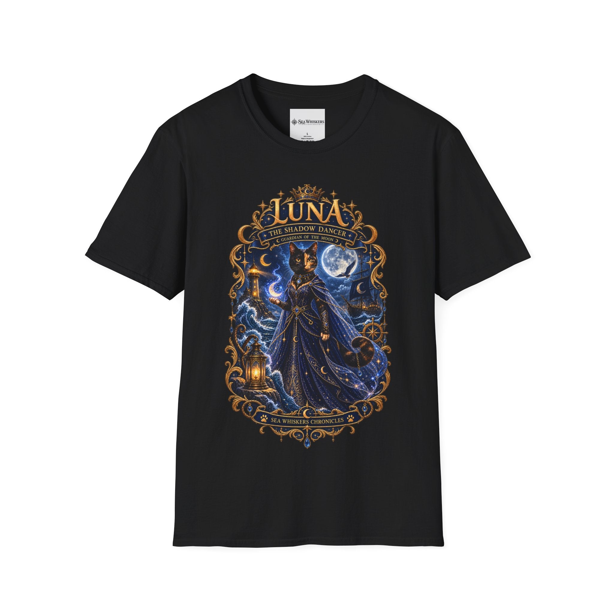 Luna 'The Shadow Dancer' Graphic T-Shirt — Mystical Moon Cat Tee