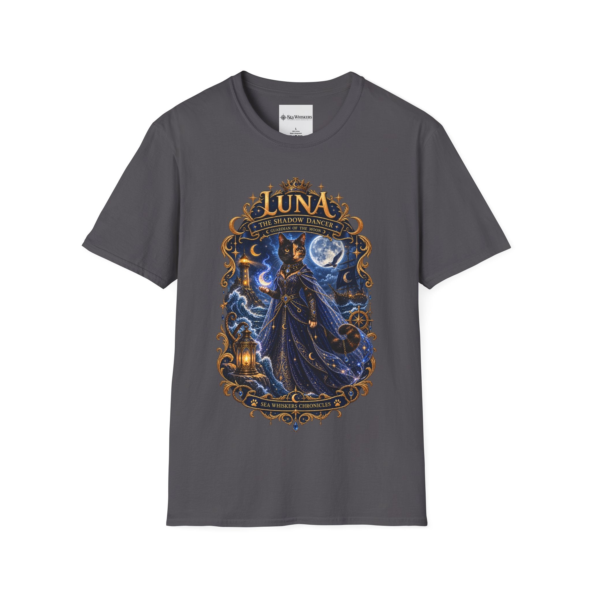 Luna 'The Shadow Dancer' Graphic T-Shirt — Mystical Moon Cat Tee