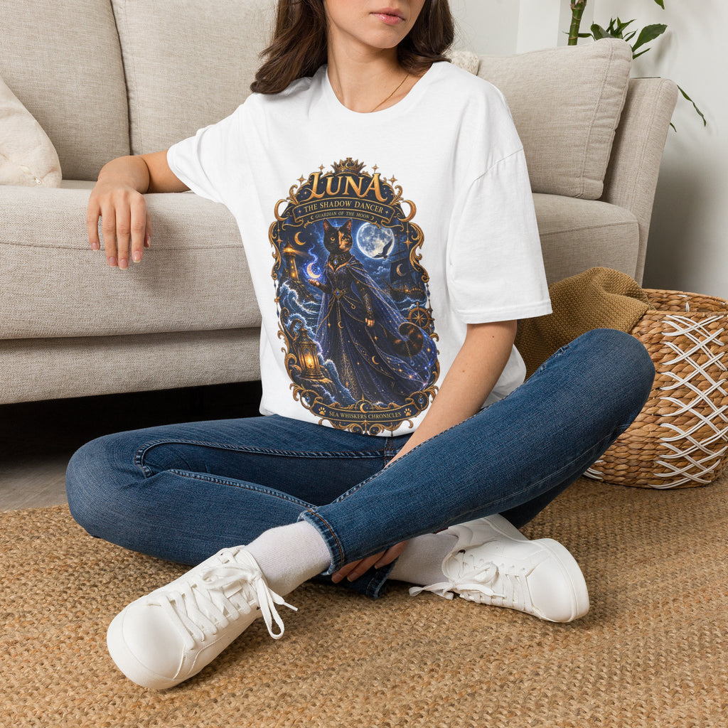 Luna 'The Shadow Dancer' Graphic T-Shirt — Mystical Moon Cat Tee