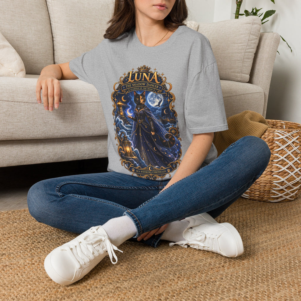 Luna 'The Shadow Dancer' Graphic T-Shirt — Mystical Moon Cat Tee