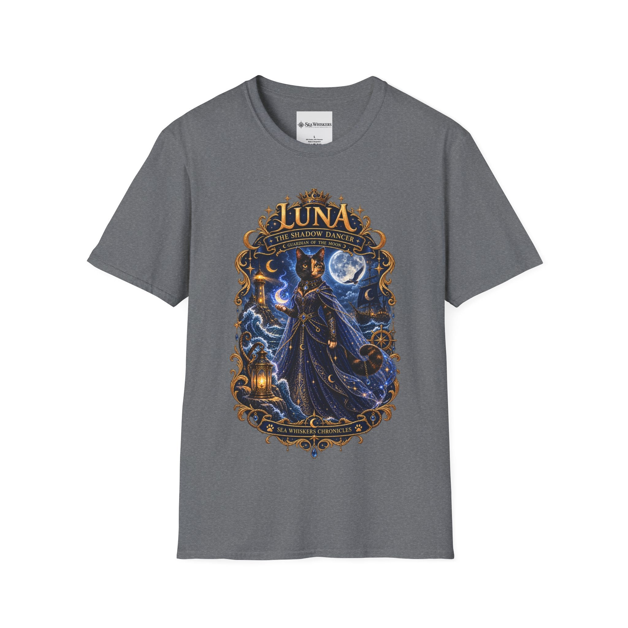 Luna 'The Shadow Dancer' Graphic T-Shirt — Mystical Moon Cat Tee